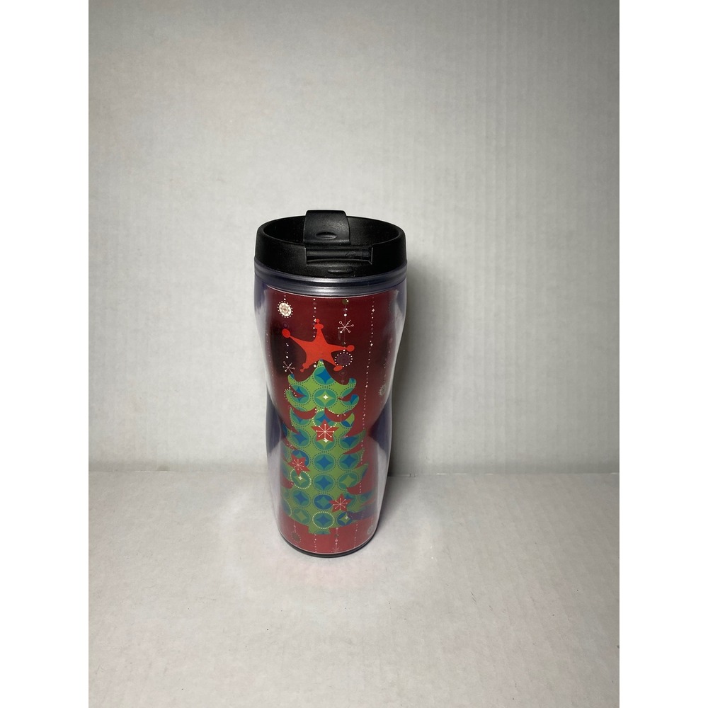 Starbucks 2004 Holiday Christmas Tree Red Insulated Travel Tumbler Mug 16oz